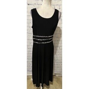 Perceptions New York Black Long Maxi Sleevless Stretch Dress Size 12